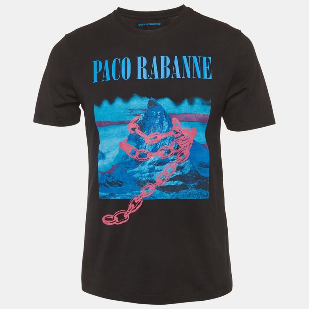 Paco Rabanne Black Montagne Print Jersey T-Shirt Xl